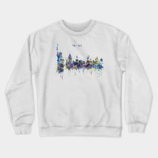 New York Watercolor Skyline Crewneck Sweatshirt